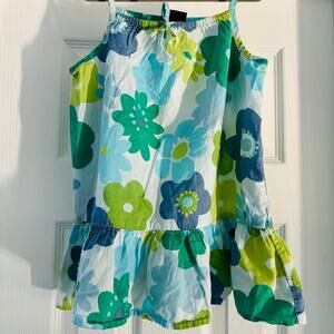 Mini Boden 100% Cotton Blue and Green Big Flower Top Size 5-6Yrs